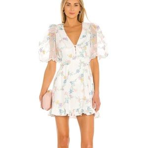 For Love and Lemons White Organza Majorie Mini Dress NWT